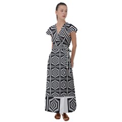 Mandala Pattern Flutter Sleeve Maxi Dress by Sparkle