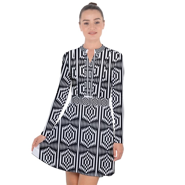 Optical Illusion Long Sleeve Panel Dress