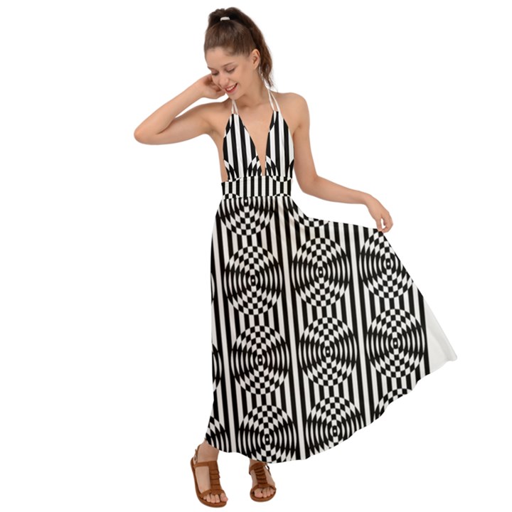 Mandala Pattern Backless Maxi Beach Dress