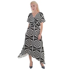 Mandala Pattern Cross Front Sharkbite Hem Maxi Dress by Sparkle