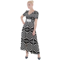 Optical Illusion Button Up Short Sleeve Maxi Dress by Sparkle