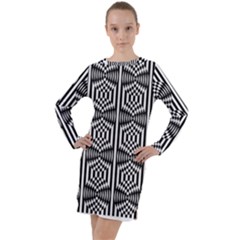 Optical Illusion Long Sleeve Hoodie Dress