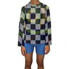 Digital Checkboard Kids  Long Sleeve Swimwear by Sparkle