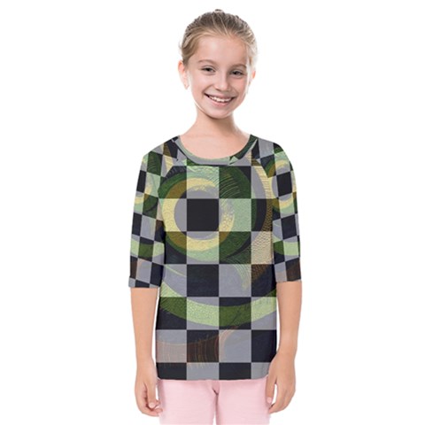 Digital Checkboard Kids  Quarter Sleeve Raglan Tee by Sparkle