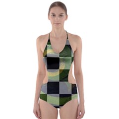 Digital Checkboard Cut-out One Piece Swimsuit by Sparkle