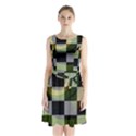 Digital Checkboard Sleeveless Waist Tie Chiffon Dress View1