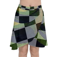 Digital Checkboard Chiffon Wrap Front Skirt by Sparkle