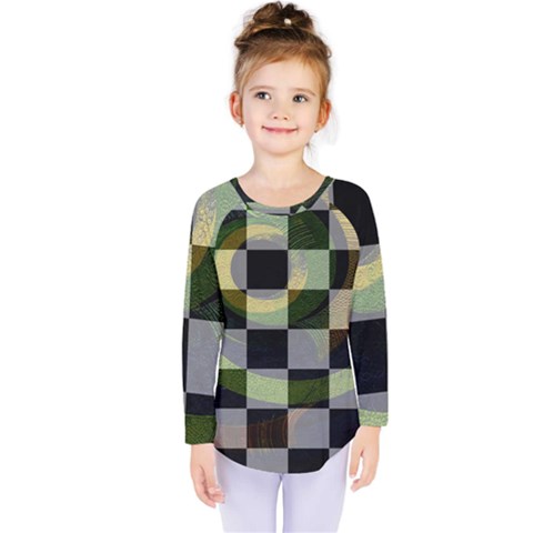 Digital Checkboard Kids  Long Sleeve Tee by Sparkle