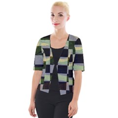 Digital Checkboard Cropped Button Cardigan by Sparkle