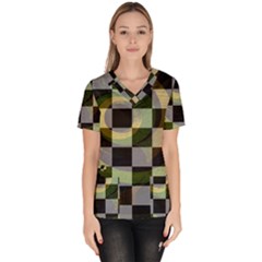 Digital Checkboard Women s V-neck Scrub Top by Sparkle