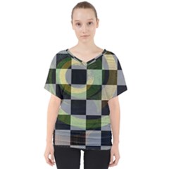 Digital Checkboard V-neck Dolman Drape Top by Sparkle