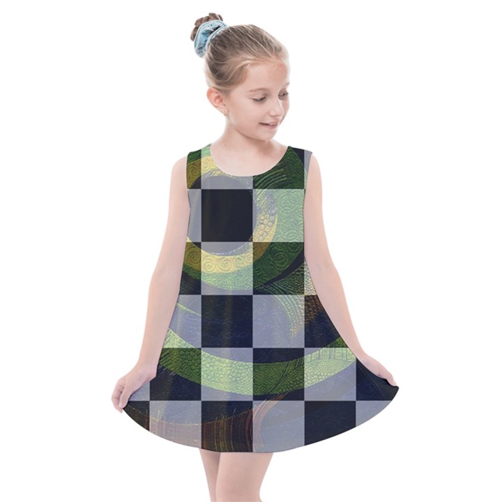 Digital Checkboard Kids  Summer Dress