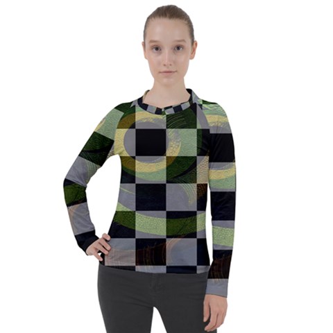 Digital Checkboard Women s Pique Long Sleeve Tee by Sparkle