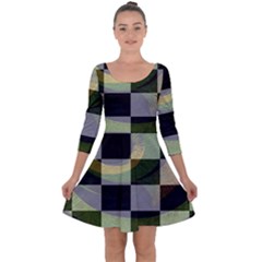 Circle Checks Quarter Sleeve Skater Dress by Sparkle