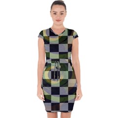 Circle Checks Capsleeve Drawstring Dress  by Sparkle