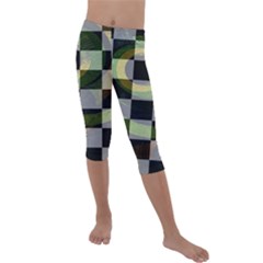 Circle Checks Kids  Lightweight Velour Capri Leggings 