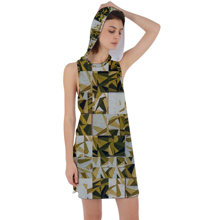 Array Random Gold Racer Back Hoodie Dress