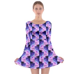 Digital Waves Long Sleeve Skater Dress