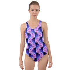 Digital Waves Cut-out Back One Piece Swimsuit by Sparkle