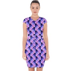 Digital Waves Capsleeve Drawstring Dress  by Sparkle