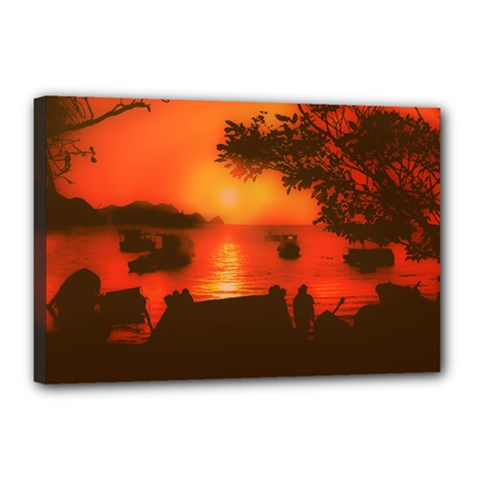 Sunset At Caribbean Bay Of Taganga Colombia Canvas 18  X 12  (stretched) by dflcprintsclothing