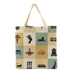 Egyptian Flat Style Icons Grocery Tote Bag by Wegoenart