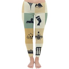 Egyptian Flat Style Icons Classic Winter Leggings by Wegoenart