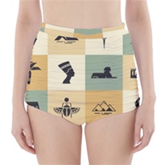 Egyptian Flat Style Icons High-waisted Bikini Bottoms by Wegoenart