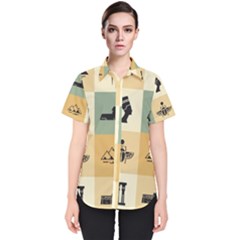 Egyptian Flat Style Icons Women s Short Sleeve Shirt