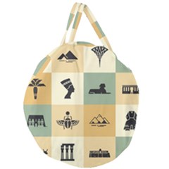 Egyptian Flat Style Icons Giant Round Zipper Tote by Wegoenart