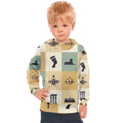 Egyptian Flat Style Icons Kids  Hooded Pullover by Wegoenart