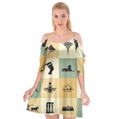 Egyptian Flat Style Icons Cutout Spaghetti Strap Chiffon Dress by Wegoenart