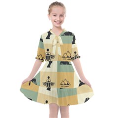 Egyptian Flat Style Icons Kids  All Frills Chiffon Dress by Wegoenart