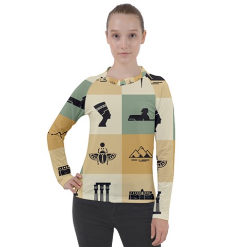 Egyptian Flat Style Icons Women s Pique Long Sleeve Tee by Wegoenart