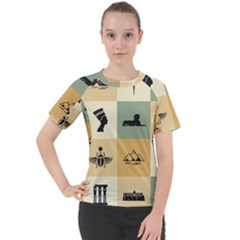 Egyptian Flat Style Icons Women s Sport Raglan Tee