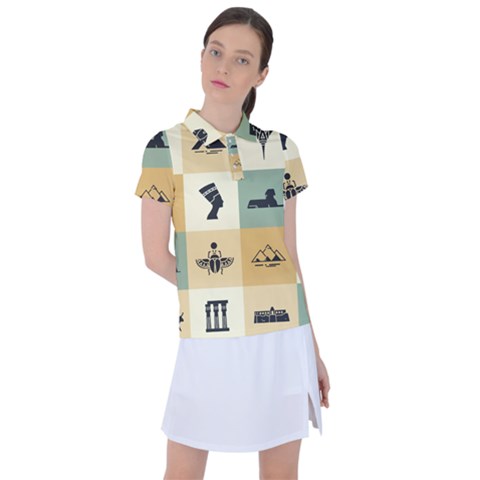 Egyptian Flat Style Icons Women s Polo Tee by Wegoenart