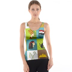 Egypt Travel Items Icons Set Flat Style Tank Top by Wegoenart