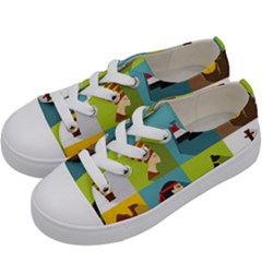 Egypt Travel Items Icons Set Flat Style Kids  Low Top Canvas Sneakers by Wegoenart