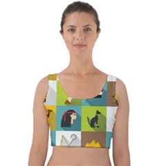 Egypt Travel Items Icons Set Flat Style Velvet Crop Top by Wegoenart