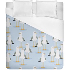 Cute Seagulls Seamless Pattern Light Blue Background Duvet Cover (california King Size) by Wegoenart