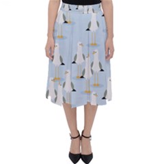 Cute Seagulls Seamless Pattern Light Blue Background Classic Midi Skirt by Wegoenart