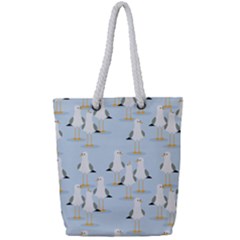 Cute Seagulls Seamless Pattern Light Blue Background Full Print Rope Handle Tote (small) by Wegoenart