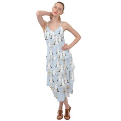 Cute Seagulls Seamless Pattern Light Blue Background Layered Bottom Dress by Wegoenart