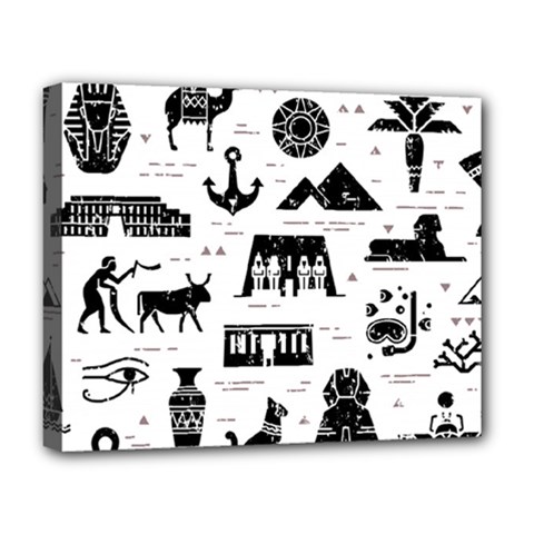 Dark Seamless Pattern Symbols Landmarks Signs Egypt Deluxe Canvas 20  X 16  (stretched) by Wegoenart