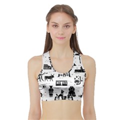 Dark Seamless Pattern Symbols Landmarks Signs Egypt Sports Bra With Border by Wegoenart