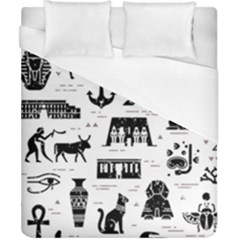 Dark Seamless Pattern Symbols Landmarks Signs Egypt Duvet Cover (california King Size) by Wegoenart