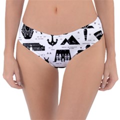 Dark Seamless Pattern Symbols Landmarks Signs Egypt Reversible Classic Bikini Bottoms by Wegoenart