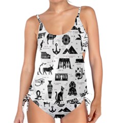 Dark Seamless Pattern Symbols Landmarks Signs Egypt Tankini Set by Wegoenart