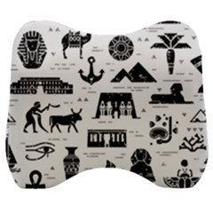 Dark Seamless Pattern Symbols Landmarks Signs Egypt Velour Head Support Cushion by Wegoenart