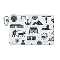 Dark Seamless Pattern Symbols Landmarks Signs Egypt Canvas Cosmetic Bag (large)